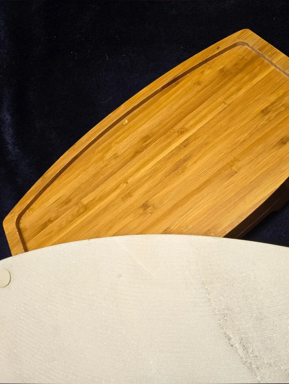 Bamboo and White Marble Cheese Board Set with Knives